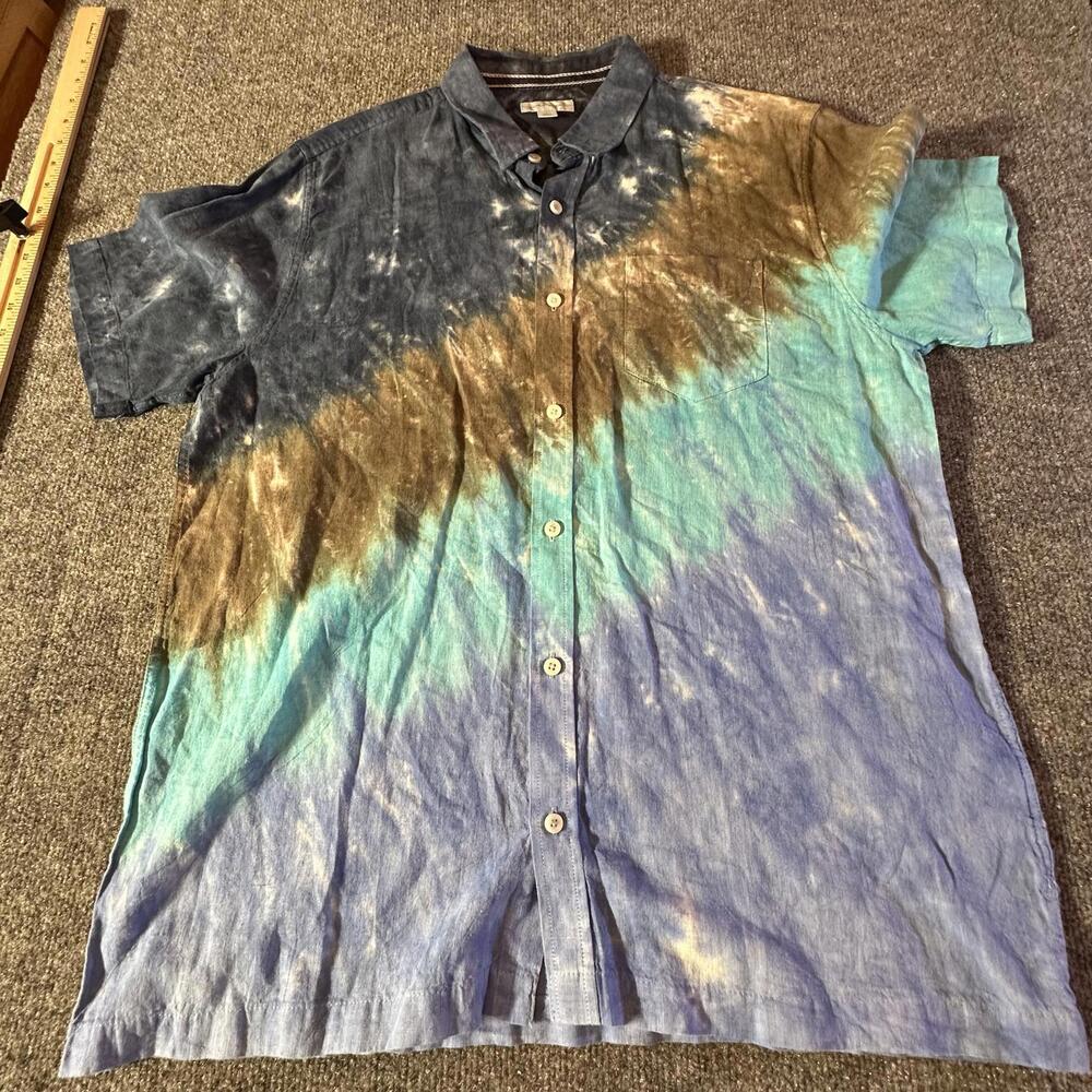 Sun + Stone Tie-Dye Button-Up‎ Shirt - Large